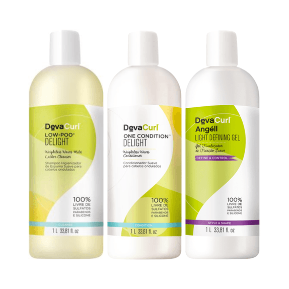 Devacurl-Delight-Low-Poo-Shampoo1000ml-Condicionador1000ml--Angell-Gel1000ml Devacurl-Delight-Low-Poo-Shampoo1000ml-Condicionador1000ml--Angell-Gel1000ml