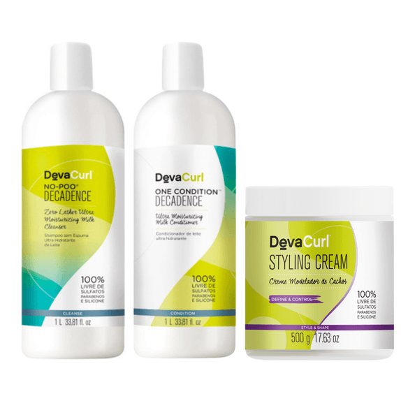 DevaCurl--No-Poo-Decadence-Shampoo1000ml-Condicionador1000ml-Styling-Cream500ml DevaCurl--No-Poo-Decadence-Shampoo1000ml-Condicionador1000ml-Styling-Cream500ml