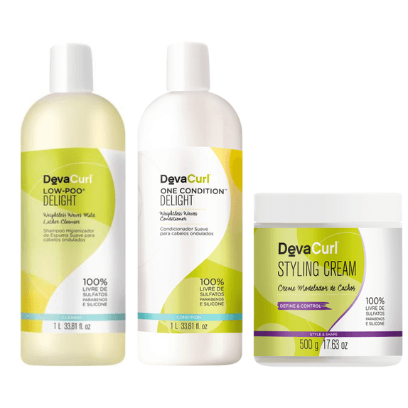 DevaCurl-Low-Poo-Delight-Shampoo1000ml-Condicionador1000ml-Styling-Cream500ml