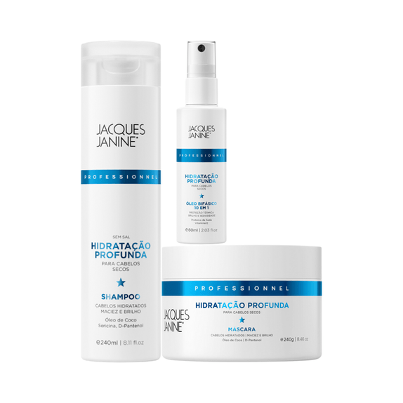 jacques-janine-hidratacao-profunda-shampoo-240ml-mascara-240g-oleo-60ml jacques-janine-hidratacao-profunda-shampoo-240ml-mascara-240g-oleo-60ml