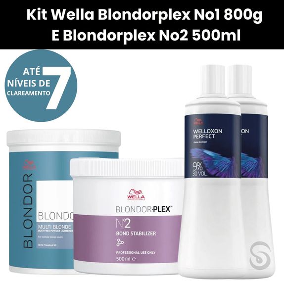 Wella-Kit-1x-Blondorplex-Nº1-800G---1x-Plex-Nº-2-500ml-OX-2x-9--30-Vol.-1-Litro--4-unidades-